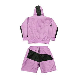 Conjunto Corto Unisex de Otoño al por Mayor, Chaqueta Corta con Cremallera para Hombre, 100% Algodón Ecológico, Cortavientos, Diseño Sólido, Color Combinado - Product Image 3