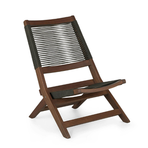 Silla Plegable de Madera Maciza con Asiento de Cuerda Tejida Moderna, Portátil y Estética, Ideal para Terrazas y Cafés - Product Image 1