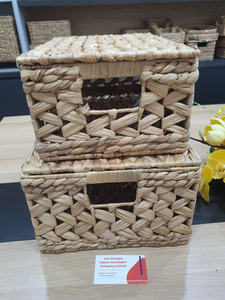 Jacinto de agua tejido, cestas de almacenamiento plegables multifunción ecológicas con organizador de tapas para ropa de cocina - Product Image 2