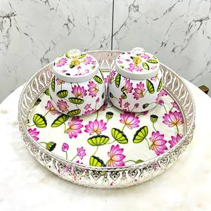 Round Serving <b>Tray</b> with Cutout Design for Home Decor & Gifting Food Serving Application - Product Image 1