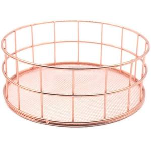 Cesta de Almacenamiento de Cocina Hecha a Mano, Acabado en Oro Rosa, Alambre de Hierro, Tamaño Personalizado, Multifuncional, Logotipo Personalizado, Estilo Clásico - Product Image 1