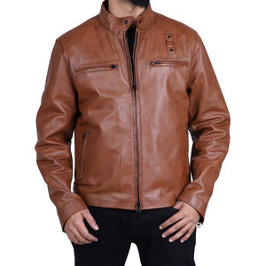 Veste en cuir pour hommes à manches longues de haute qualité avec fermeture éclair Vêtements décontractés Meilleure vente Veste en cuir pour hommes légers pour adultes - Product Image 3