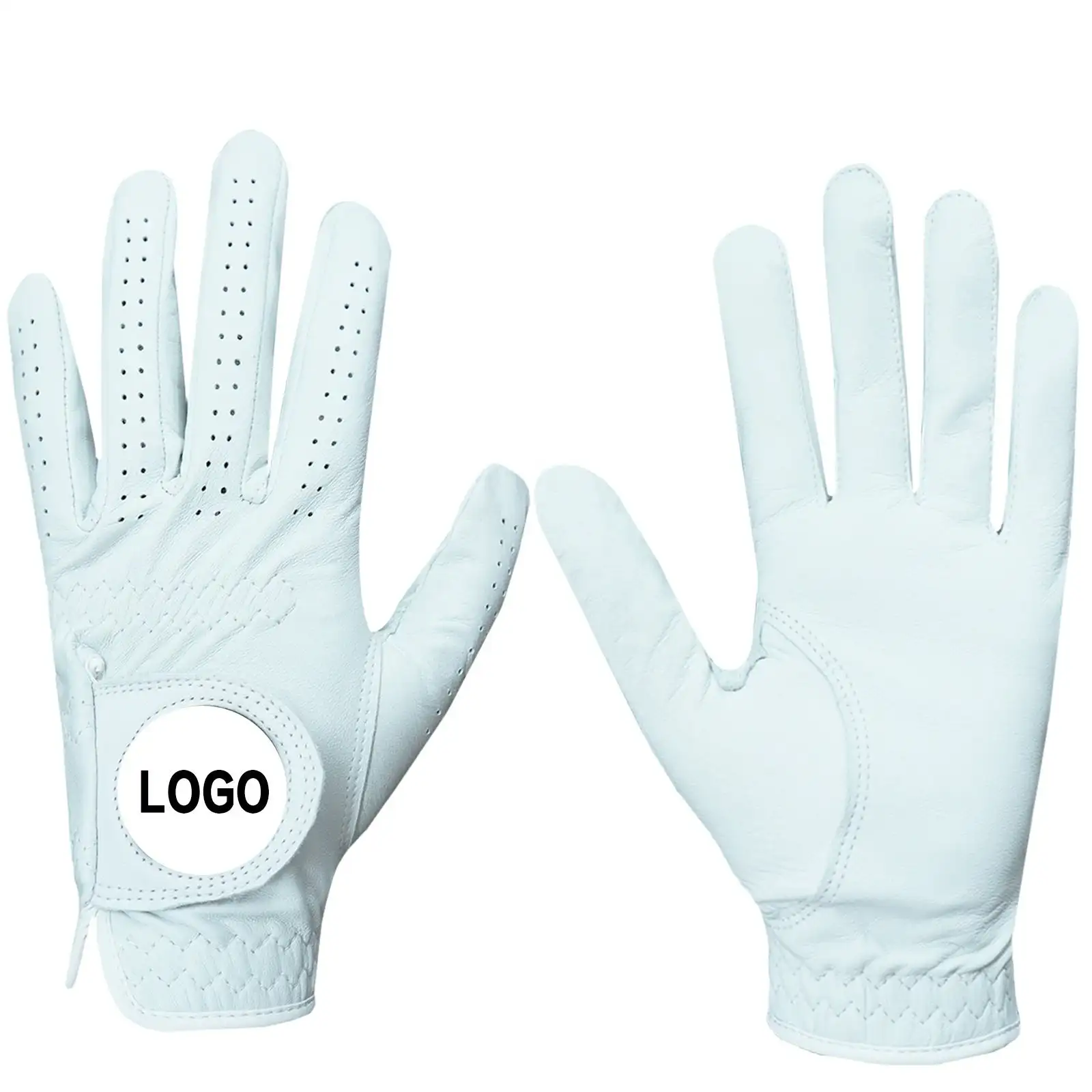 Gants de golf en cuir avec Logo personnalisé OEM, fabrication Pakistan, gants de Golf doux à doigt complet Cabretta pour haute qualité