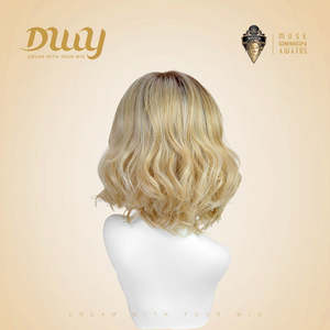 Eliana-DWY <b>Short</b> Rooted Blonde Synthetic <b>Wig</b> with Transparent Mono Lace Front Free Part - Product Image 3