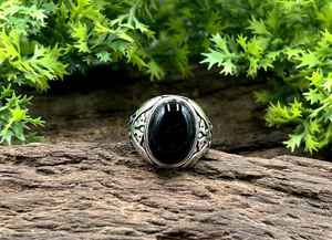 แหวนพลอยออนิกซ์สีดำธรรมชาติ เงินเยอรมัน งานแฮนด์เมด ดีไซน์เนอร์ออกแบบเอง เครื่องประดับชั้นดี แหวนนิรันดร์ เวอร์เมล ขายส่งจำนวนมาก - Product Image 2