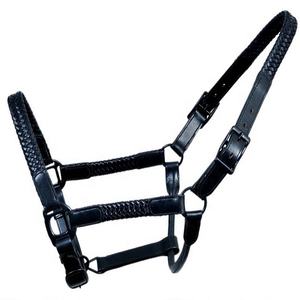 Cuello Halter de cuero suave acolchado, diseño curvo, negro, puntada de lujo - Product Image 4