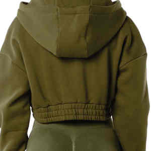 2025 nouveau hiver pull à capuche ample coton épais sweats à capuche femmes haut court conception fabrication - Product Image 6