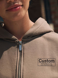 Sweat à capuche surdimensionné pour femme personnalisé, 100% coton molletonné, épaules tombantes, fermeture éclair, sweat à capuche OEM ODM - Product Image 5