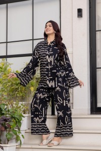 Elegant Women Black Cotton Salwar Kameez Set with White Hand Drawn Print Loose Fit <b>Ankle</b> Length Casual Ethnic Wear All Seasons - Product Image 5