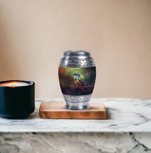 Urna de colibrí en rama para cenizas humanas Metal moderno decorativo para cenizas adultos urnas personalizadas para funeral de mamá - Product Image 3