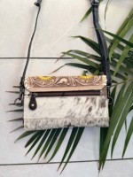 Dompet Kulit Ukiran Tangan Model Baru, Tas Selempang Ponsel, Dompet Kulit Sapi Stylish untuk Wanita, Multifungsi