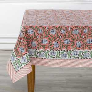 <b>Tablecloth</b> Dark Pink Indian Hand-Block Floral Printed Cotton Table Cover Table To French <b>Tablecloth</b> Wedding Events Home Decor - Product Image 4