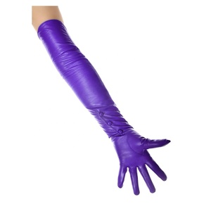 Gants en cuir pour femmes, style vintage, couleur violette, à manches longues, avec boutons aux poignets, fabriqués au Pakistan, 2026 - Product Image 2