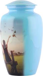 Urnas de cremación para adultos de color azul claro para cenizas humanas con una hermosa bolsa de terciopelo para cenizas de perro, urna de tamaño personalizado para funeral - Product Image 2