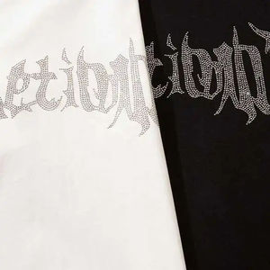 T-shirts pour hommes 100% coton de haute qualité séchage rapide et respirant poids lourd personnalisable avec des vêtements pour hommes en gros strass - Product Image 3