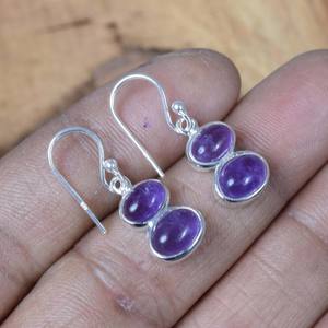 Super Quality Amethyst 925 Sterling Silver Natural Oval Cabochon Bezel Setting Dandle Drop <b>Hook</b> Claps <b>Earring</b> Handmade Jewellery - Product Image 2