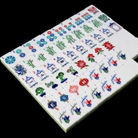 Jeu de Mahjong américain en acrylique à motif bambou vert, tuiles de Mahjong colorées, jeu de table pour 4 joueurs, pour adultes, famille, fête, cadeau