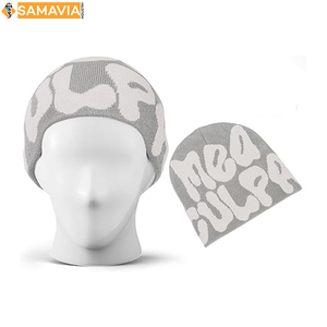 Gorros con letras de Jacquard OEM, gorro cálido de punto de invierno para Unisex, gorro de calavera con logotipo personalizado, gorros de estilo callejero a la moda - Product Image 6