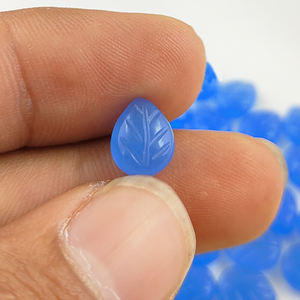 Cuentas talladas de hojas de piedras preciosas de Calcedonia azul, cuentas de piedras preciosas sueltas, fabricación de joyas hechas a mano, cuentas, proveedores indios - Product Image 5