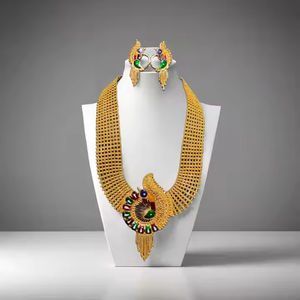 Proveedores al por mayor collar pendientes conjunto con 22K chapado en oro estilo de moda collar pendientes conjunto para la venta por los exportadores - Product Image 1