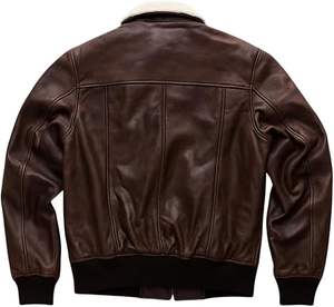 Blouson de bombardier en cuir classique marron vintage pour hommes - Product Image 3