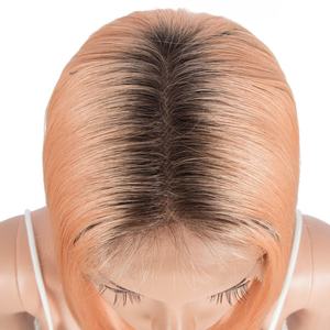 Pelucas de cabello humano liso para mujeres, pelo Bob con corte Pixie, parte media corta, rubia, con reflejos, barata - Product Image 6