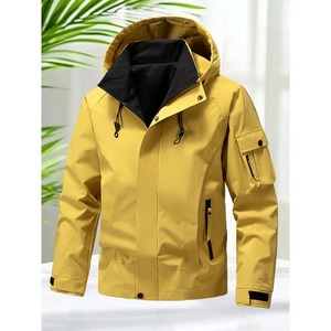 Chaqueta Cortavientos Ligera para Hombre, Informal, para Otoño, con Capucha, para Actividades al Aire Libre, Chaqueta Delgada para Senderismo y Camping, con Cierre de Cremallera y Botones - Product Image 2