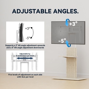 Manufactory Wholesale Mobile <strong>TV</strong> Floor Stand Mount for 32-<strong>70inch</strong> Flat <strong>Curved</strong> Screen With Wooden Stand Base - Product Image 4