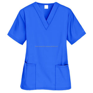 Venta al por mayor de alta calidad de 4 vías elástico Spandex Scrubs para mujeres y hombres cuello en V Hospital uniforme médico conjuntos - Product Image 6