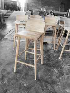 เก้าอี้ไม้สักคุณภาพสูงเฟอร์นิเจอร์คาเฟ่เชิงพาณิชย์ยังไม่เสร็จเก้าอี้บาร์สูงสำหรับห้องครัวและบาร์ในบ้าน - Product Image 5