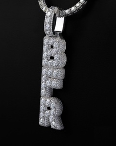 จี้ตัวอักษร BFR ประดับเพชรโมอิสซาไนต์ เงินแท้ 925 สไตล์ฮิปฮอปสุดหรูสำหรับผู้ชายและผู้หญิง - Product Image 5