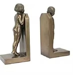 Juego de 2 sujetalibros de piña con acabado dorado de lujo para decoración elegante de oficina en casa y estantería acento hecho a mano de La India - Product Image 3