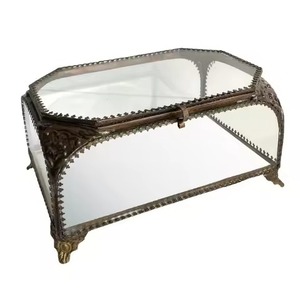 Caja de Joyería de Metal con Marco Dorado y Cristal Transparente, Caja para Anillos con Acabado en Oro Rosa, Caja de Joyería Multiusos para Brazaletes y Pendientes - Product Image 3