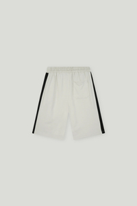 Pantalones cortos de chándal para hombre con rayas laterales-Athleisure Loose Fit Cordón Blanco y Negro Pantalones cortos de chándal de Marfa International - Product Image 2