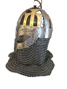 Casco vikingo de malla hecho a mano, casco Medieval de acero, Armadura de Halloween, cascos góticos para acampar, regalo al mejor precio - Product Image 3