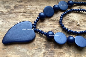 2025 nouveauté haute qualité femmes gros bleu bois coeur déclaration collier Boho Lagen Look mode bijoux poli - Product Image 4