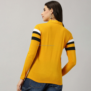 Chemise polo à manches longues rayée de style rugby pour femme Fit2Fight, chemise à col vintage personnalisée, haut ample décontracté - Product Image 2