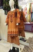 Dames pakistanaises mi-longueur Lenin Kurti robe en mousseline de coton de taille libre avec impression numérique brodée Unique tenue de fête d'automne