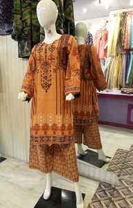 Pakistani ผู้หญิงยาว MIDI เดรสผ้าชีฟองไซส์ฟรีไซส์ผ้าคอตตอนปักลายดิจิตอลไม่เหมือนใครชุดปาร์ตี้ฤดูใบไม้ร่วง - Product Image 4