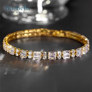 8mm 18K <b>White</b> <b>Gold</b> 925 Sterling Silver VVS Moissanite Diamond Iced Baguette & Round Cut Double Row Tennis <b>Bracelet</b> - Product Image 3