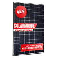 Panneau solaire microcristallin rectangulaire à cadre noir 415W 172,6 x 113,4 x 3 cm 740g ElectroG 37 Stck. Par palette, pack de 1 palette