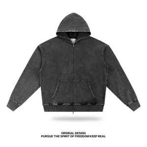 Sudadera con Capucha Retro Personalizada, Lavable, con Cierre, Chaqueta de Invierno con Diseño Forrado y Patrón de Letras, Sudadera con Cierre - Product Image 6