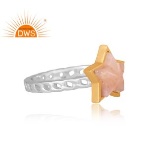 Meilleure vente Bague empilable au design étoile en pierre précieuse amazonite rose naturelle en argent sterling fin fabricant de bijoux personnalisés - Product Image 3