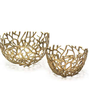 Bol de service rond en métal de brindille en laiton AK en or et argent fini ensemble de 2 au meilleur prix pour décor de café/décor de fêtes - Product Image 3