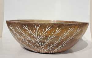 ชามไม้แกะสลักด้วยมือออกแบบลายดอกไม้สำหรับขายในบ้าน - Product Image 3