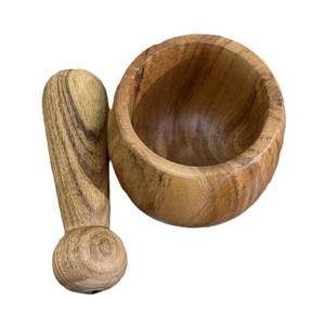 Mortero y Maja de Madera Kitchen Glory, Molinillo de Madera Natural Resistente para Especias, Ajo, Hierbas y Pesto - Product Image 3