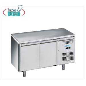 Équipement de réfrigération pour cuisine commerciale Forcold M-GN2100TN-FC, système monobloc à 2 portes, branchement sur comptoir, plage de température - Product Image 1