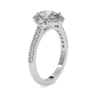 Anillo de compromiso de plata de ley con halo de corte ovalado natural, certificado GIA, anillo de boda con racimo, anillo de promesa, venta al por mayor, ¡el más vendido!