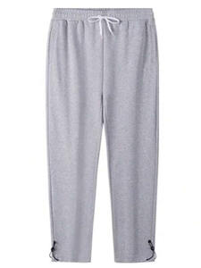 Joggers con dobladillo ajustable gris claro, pantalones para hombre, tela de lana pesada lavada con cordón en la cintura, pantalones de calle informales - Product Image 3