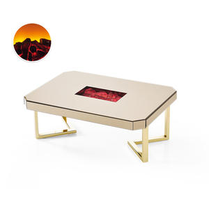 Grande table basse avec miroir doré Fashion Life Design pour projets hôteliers appartements salles à manger - Product Image 1